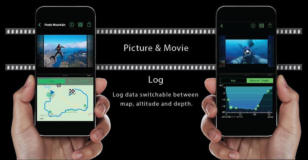 OI.TRACK VIDEO WITH LOG DATA SAMPLE SCREENSHOTS Data augmented video playback on smart device showing map