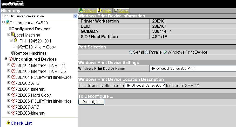 14. You will see the following screen appear indicating the Windows Print Device this Host Printer is now attached to.