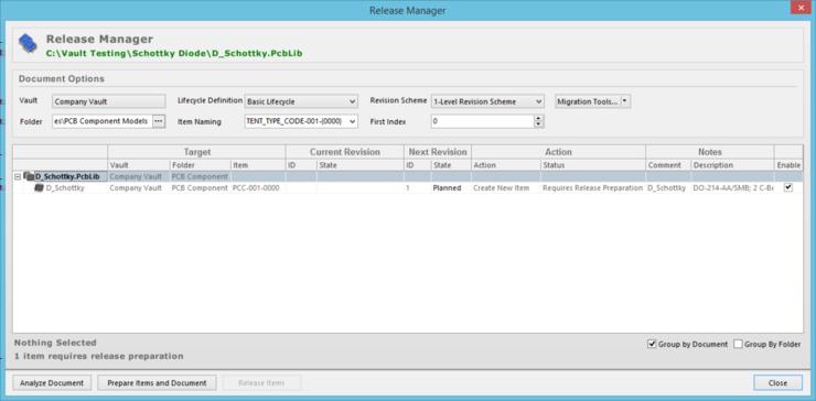 Release Manager The Release Manager dialog is accessed using the File» Release To <TargetVaultName> command.