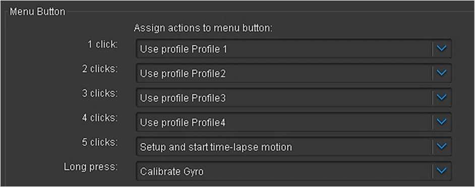You can also determine and select an acceleration value in %, whether you would like to use a gyro drift correction. 4. Save these settings individually for each as a profile. 29 5.
