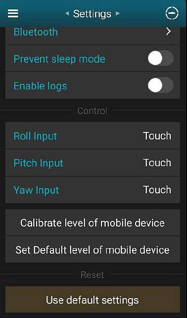 Using the Android App 6.7 Settings Tip Function! Although you are able to RESET your Gimbal.