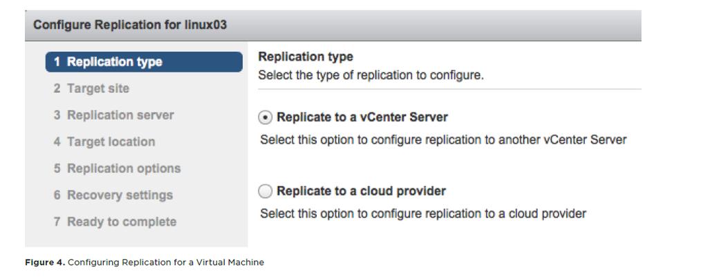 The same vsphere Replication deployment can replicate some virtual machines to a vcenter Server environment and other virtual machines to vcloud Air Disaster Recovery.