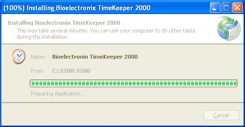 screen, Click Install Once you have installed the Timekeeper 2000 Software correctly