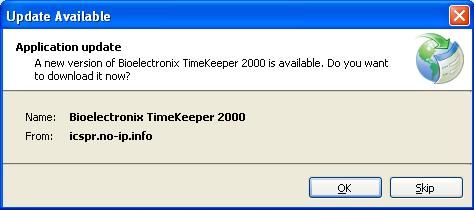 The Timekeeper 2000 looks for updates in our server every time you open it, always install every update when available, if an update is available click OK on the update window so you can have the
