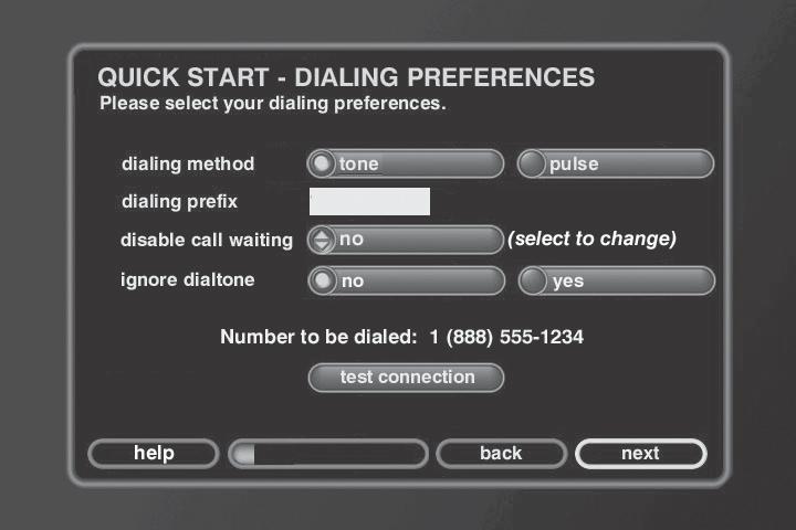 Chapter 1: Connections and Setup Dialing Preferences This screen allows you to select your dialing preferences, including dialing method, diailing prefix, and call waiting disable, and ignore dial