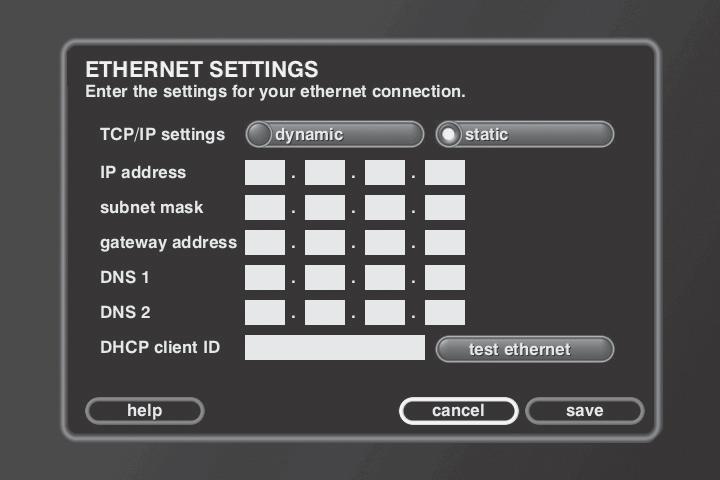 Press the down arrow button until network configuration is highlighted, then press OK/SELECT (the SETUP NETWORK CONFIGURATION menu appears). 3.