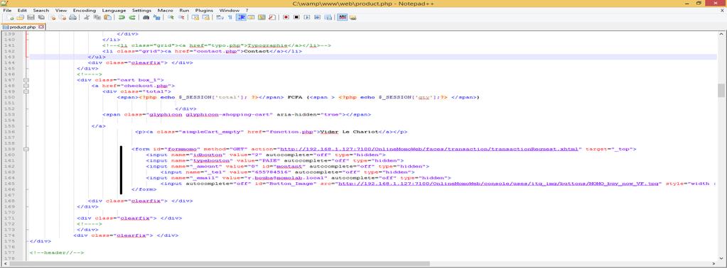 Figure 21. Button source on an HTML editor 4.5.