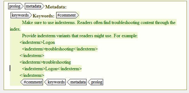 Formal descriptions for each troubleshooting element can be found in the Darwin Information Typing