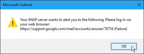Blocking less secure apps helps keep your Google account safe. If you try to add a Gmail account that does not have 2-factor authentication on, you will see the following error dialog box.