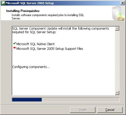There will pup-up a Microsoft SQL Server 2005 Setup