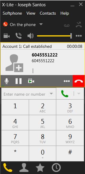 3.5 Handling an Established Call Bria 4 for Windows User Guide Retail Deployments Use speakerphone (when yellow) or headset (when grey) Mute speaker or adjust speaker volume by using slider
