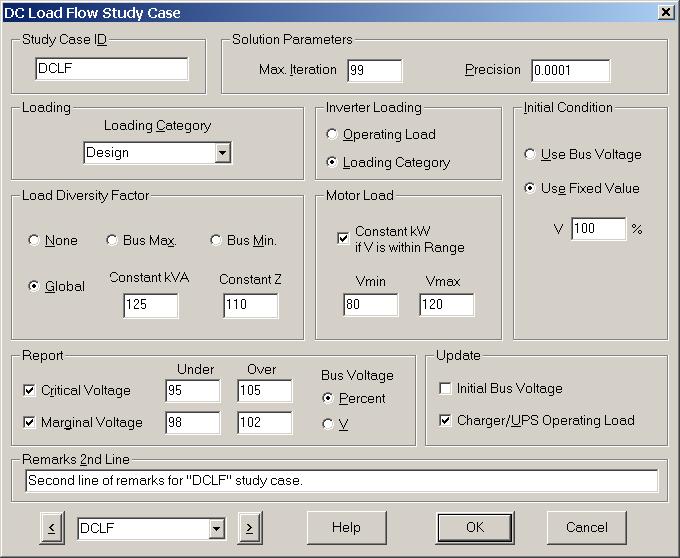 Study Case Editor 25.2 Study Case Editor The DC Load Flow Study Case Editor allows you to specify variables related to DC load flow calculations and output reports.