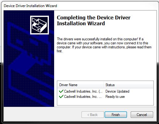 device driver installation: Follow the instructions provided,