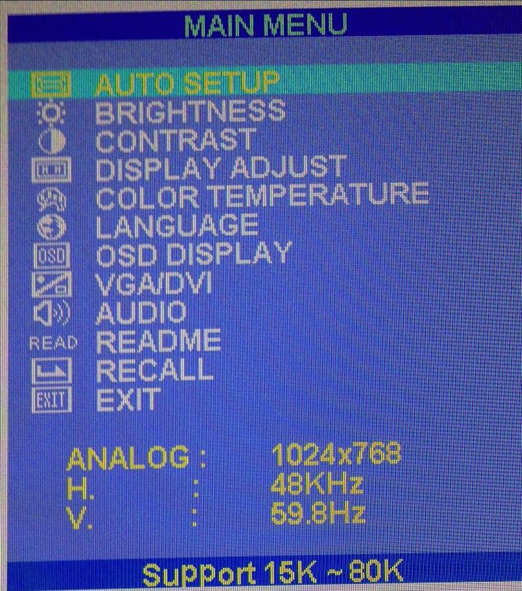 OSD user interface : The OSD On Screen Display allows you to manipulate the settings for the driver, and the settings for the image.