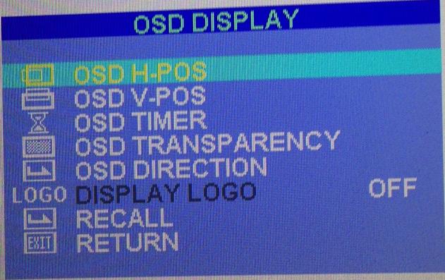 keys to set how long the OSD stays on screen when not used OSD TRANSPARENCY use the + and keys to set the level of dialogue box transparency OSD
