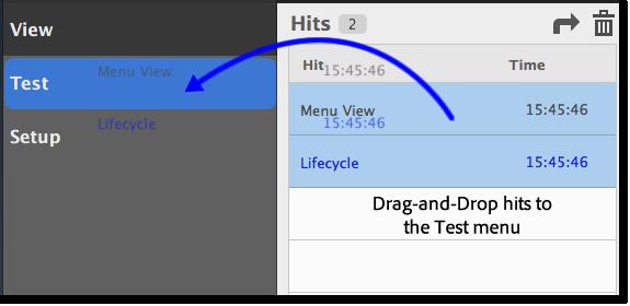 Save Hits into a Test 9 Save Hits into a Test Saving hits lets you store a sequence of hits along with any associated data to compare with this same sequence at a later time.
