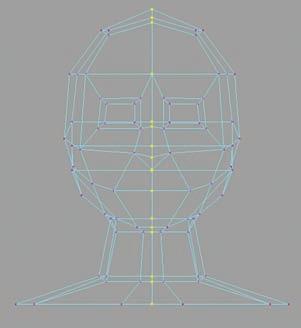 Select the vertices down the middle of the head.