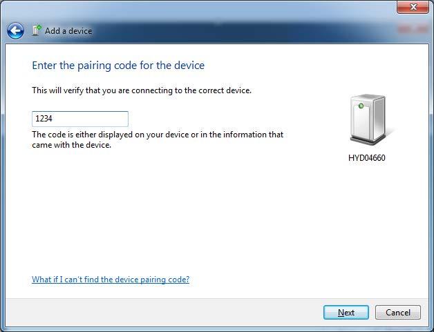 Section 3. Downloading Data 3.2.2 Pairing with a Device The first time the software connects to a specific HydroSense II, the user is required to enter a pairing code for the device.