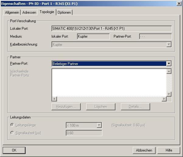 Connection to PROFINET IO 7.4 Configuring the topology in STEP 7 7.4 Configuring the topology in STEP 7 Procedure 1. Call the dialog box with port-specific settings.