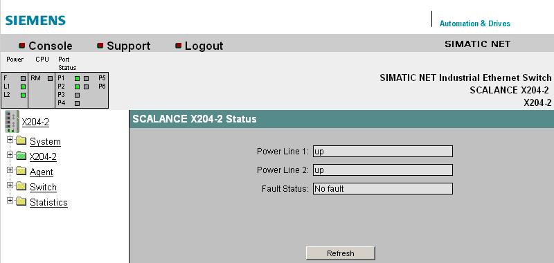 5.2 The X-200 menu 5.2 The X-200 menu 5.2.1 X-200 Status This page provides information on operating states such as power supply and fault status. The content of this page cannot be edited.