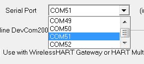 3 To change serial ports, Click on the drop down box: 4 Once the desired COM port is selected click OK to save the changed settings. 5 Click Yes if you want to save the changes.