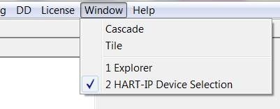 HART-IP Device Selection to bring up the Device Menu Tree