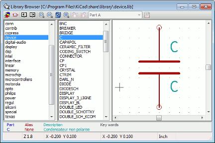 Symbol Library Browser To examine the contents of the libraries, in the schematic capture tool click-p (click the button under your pointer finger) on the 'Library browser' button (upper middle left).