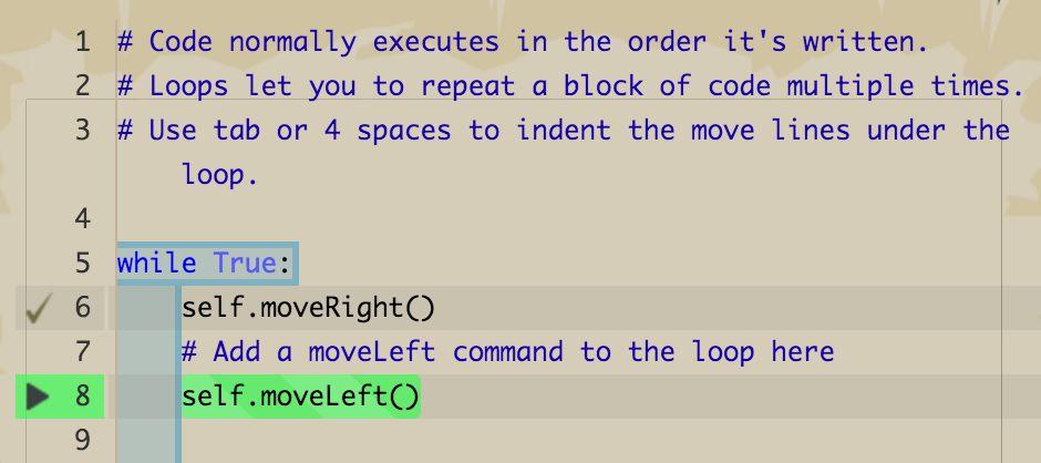 How To Use while true Loops First, we start a loop with the while keyword. This tells your program WHILE something is true, repeat the body of the loop.