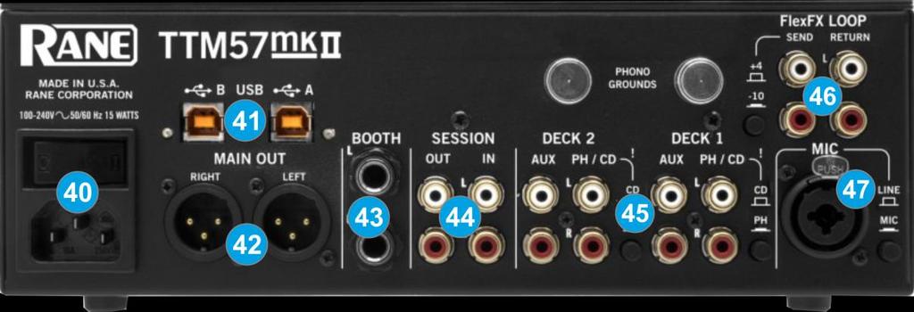 Use the AUX LEVEL knob to control the Output Volume and the AUX Filter knob to apply a Low-High Pass Filter to the playing samples. See more Sampler Output options in Sampler Output. F. Front panel 38.