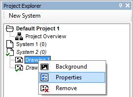 In order to edit drawing properties click Properties in the drawing context menu. In order to edit Background click Background in the drawing context menu. 4.