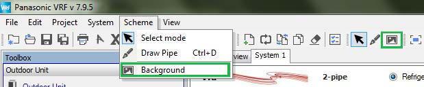 3) Click on Background button on Scheme" toolbar or in main menu.