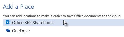 Figure 4: Add a Place options. Select SharePoint from the two options Figure 5: Type your EKU credentials or phone number, with area code, all together, no hyphens or spaces (1). Click Next (2).