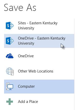 It s important to remember that EKU OneDrive s storage functions the same way as your hard drive.