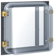 Transparent cover (CCP) for escutcheon Optional equipment mounted on the escutcheon, the cover is hinged and secured by a screw.