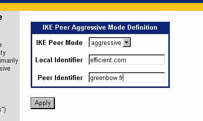 Since the router doesn't know the IP address of the VPN Client, the Aggressive mode must be configured.