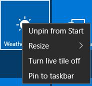 Turn off live tiles Righ