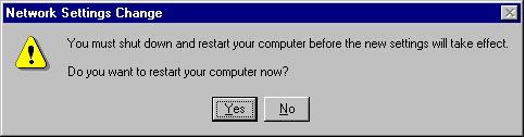 Click Yes to reboot the system.
