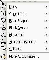 Using the Drawing toolbar, click on the AutoShapes button and
