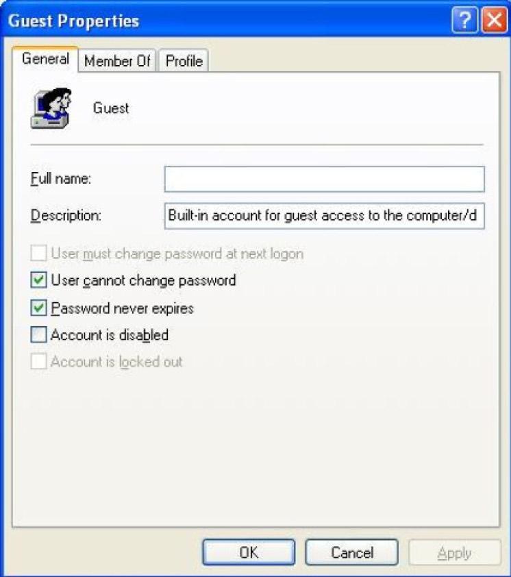 4. Select users can not change your password and password never expires. keep the other checkboxes unchecked. 5.