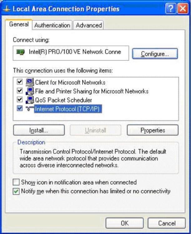 6. In the Pop-up window, select Internet protocol (TCP/IP) 7.