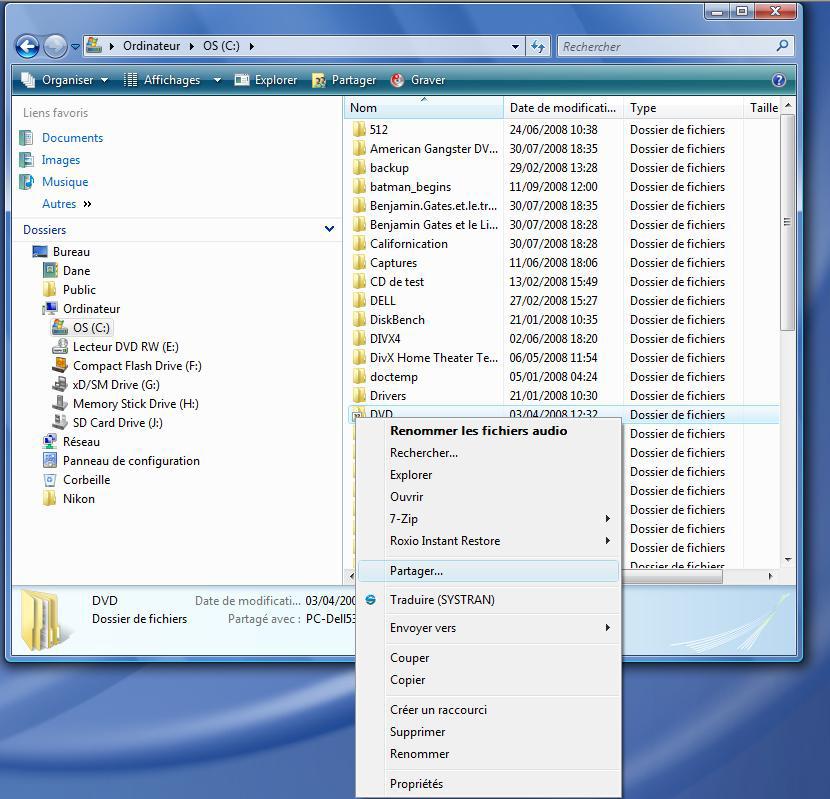 Select the folder need to share and right