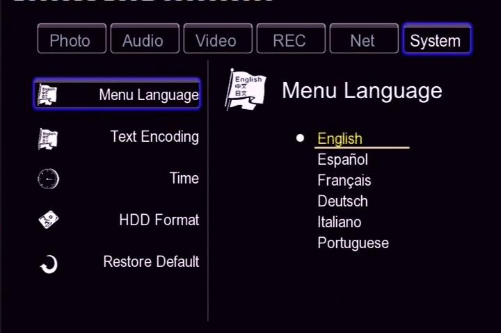 Setup menu The default language setting on your So Speaky PVR is English.