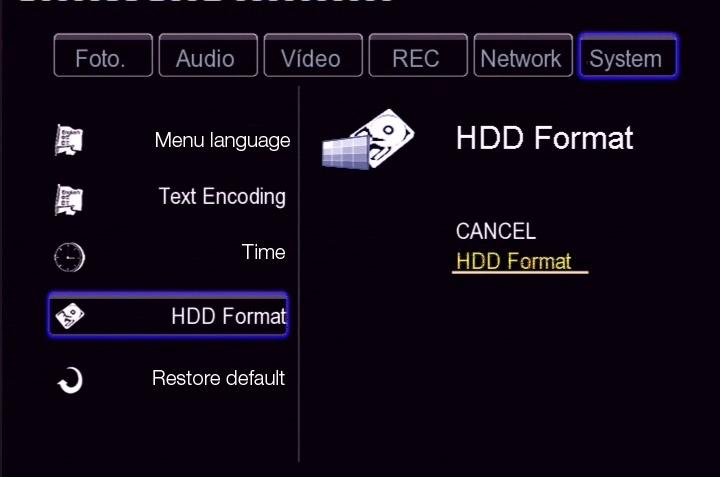 HD Format Note: format will delete all data, please make a copy at first Select by navigation, please press enter to next step or cancel to exit when highlight confirms. Operate procedures.