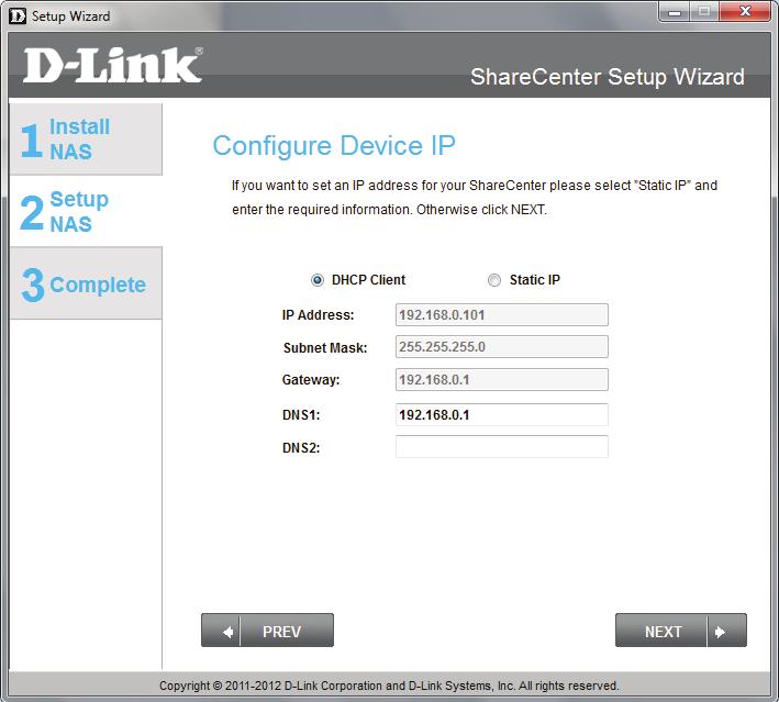 ShareCenter Setup Wizard - Configuring the IP Address The Setup Wizard prompts you to configure the IP settings. There are two options: Dynamic and Static.