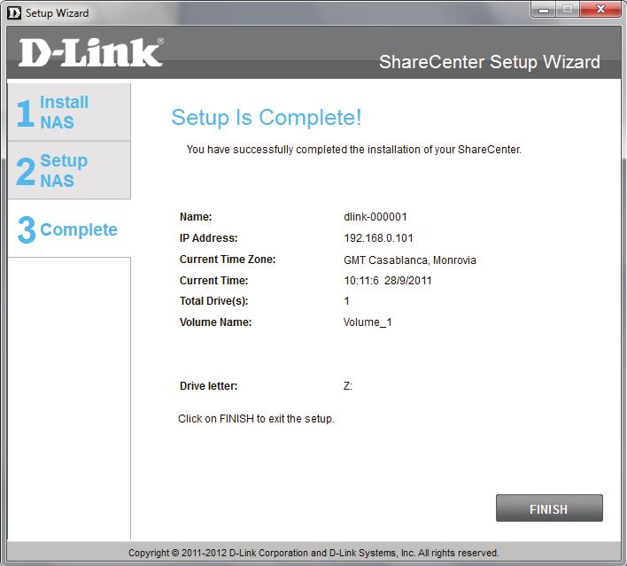 ShareCenter Setup Wizard - Configuration Summary The final process is to read the Configuration Summary.