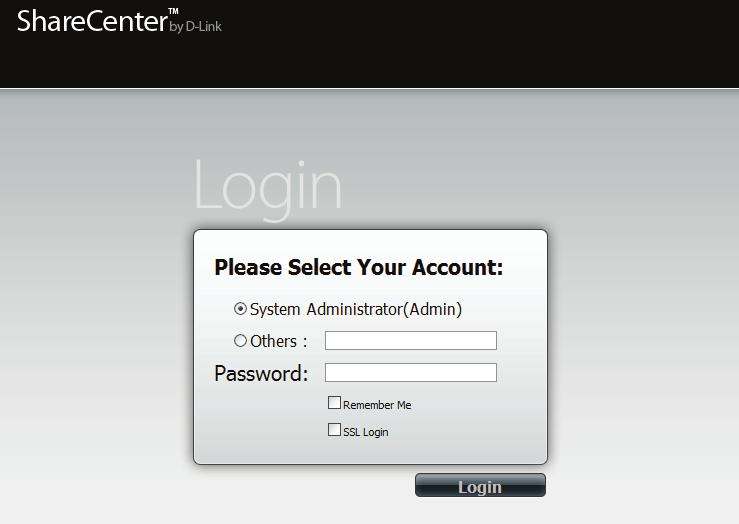 Configuration Web UI Login The Login screen will appear: Select System Administrator and enter the password set using the Setup Wizard.