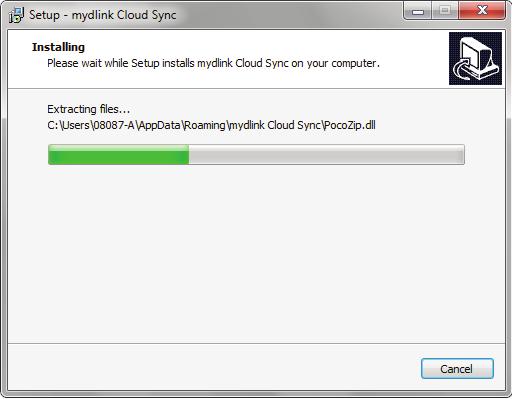 mydlink Cloud Sync Installation The program installs.