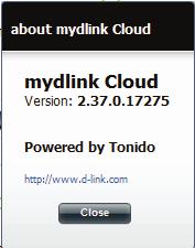 mydlink Cloud - Help The navigation bar at the top of the cloud service have several options.. Help has two main sub-menus: Help and About.