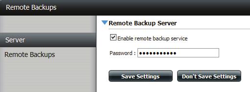 Remote Backups Remote Backups allows you to back up your device to another ShareCenter or Linux Server or vice versa from a remote ShareCenter or Linux Server to your device.