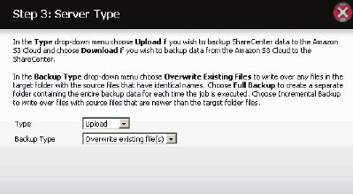 3. Server Type - Specifies whether the job is upload or download and then how to write the files either: Overwrite existing files, full backu or incremental backup. 4.